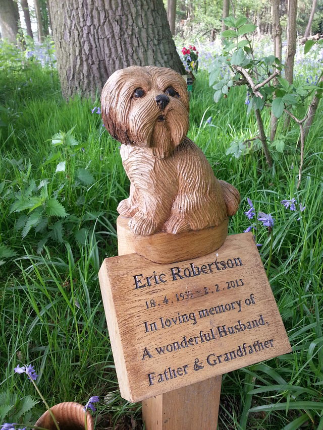 carved oak dog memorial